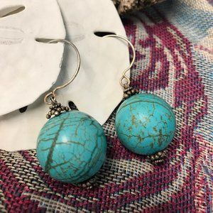 Retro Turquoise Ball with Sterling Silver wires